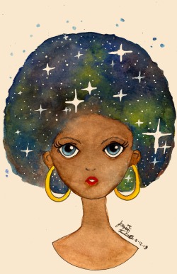 jessthechen:  Quick doodle of a spacey afro 
