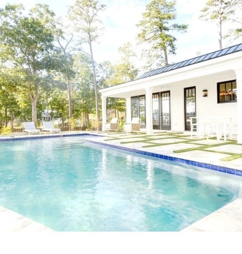 Modern Pool - PoolhouseInspiration For A Large, Contemporary Backyard Renovation With A Naturally Shaped