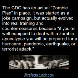 bayonetsofmoralindignation:  ultrafacts:  More Ultrafacts Source  http://www.cdc.gov/phpr/zombies.htm You’re welcome. 