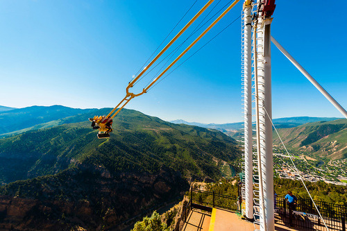 There's a swing at the edge of a canyon, 1300ft above colorado river.