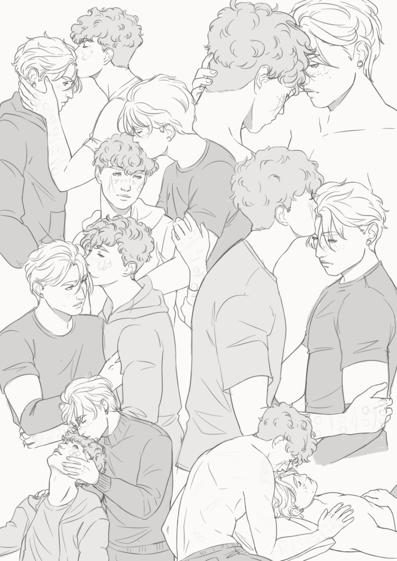 the soft content we all (I) needed #aftg#andrew minyard#neil josten#andreil #all for the game  #the foxhole court #tfc#myart#sketch page#sketch dump#forehead kisses