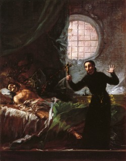artist-goya: St. Francis Borgia Helping a Dying Impenitent via Francisco GoyaSize: 29x38 cmMedium: oil, canvas