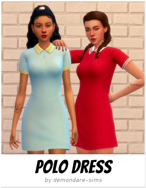 demondare-sims:Polo DressI was inspired by this dress! ^^DOWNLOAD: simfileshare (no ads)BGCEA mesh e