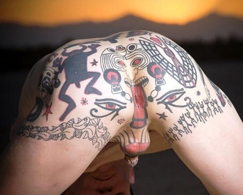  Must have taken remarkable skill to decorate that little sack and softee  Very sexy. STUNNING ASS 