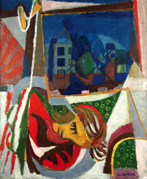 ilovetocollectart:  Jan Kotik - Spící město / Sleeping City, 1946, oil on canvas, 95 x 80 cm 