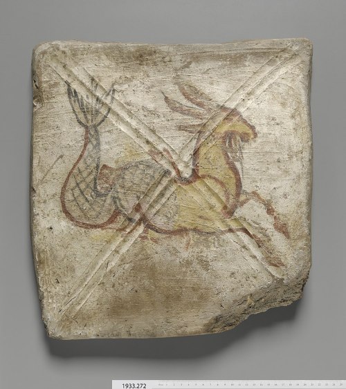 Tile with Capricorn, Dura-Europos, Syria, ca. 245 ADClay with a layer of painted plaster, today at Y