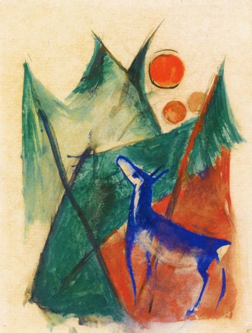 Franz Marc, Blue Deer in Landscape, c. 1914