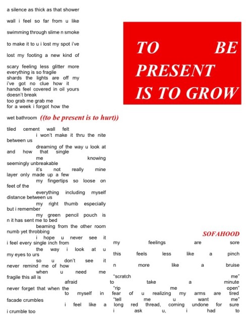 To Be Present Is To Grow (To Be Present Is To Hurt),,,, a zine by me (2017)a piece on the evolutio