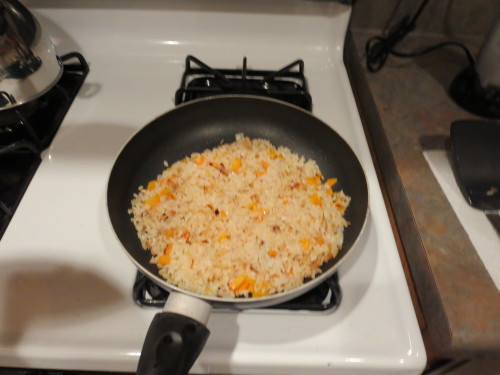 merrymacaron:  caffeinatedcrafting:  Who says you need to order carry out for fried rice? Ingredients: ½ Cup brown whole grain rice Onion, Diced Carrots, Diced 1 Egg Olive Oil Soy Sauce Vinegar Instructions: Steam Rice for 45 min, add a little