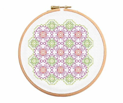A StarFlower has bloomed in our latest Blackwork Cross Stitch...