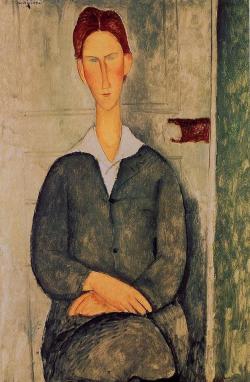 artist-modigliani: Red-haired young man,