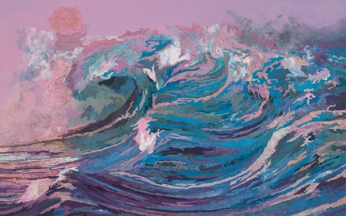 myfairynuffstuff:Matthew Cusick (b.1970) - Rose Wave. 2017. Inlaid maps, acrylic on panel.