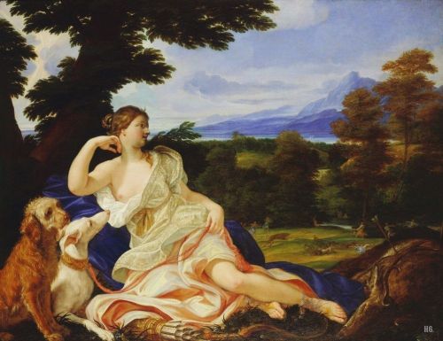 hadrian6:Diana the huntress. 1690. Giovanni Battista Gaulli. Italian.1639-1709. oil on canvas.  