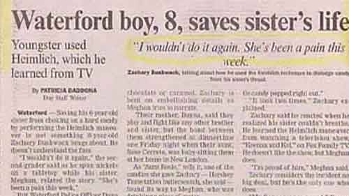 Wacky newspaper headlines.