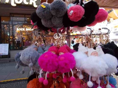 Some merchandise offered for sale during Christmas market in Wroclaw, Poland.