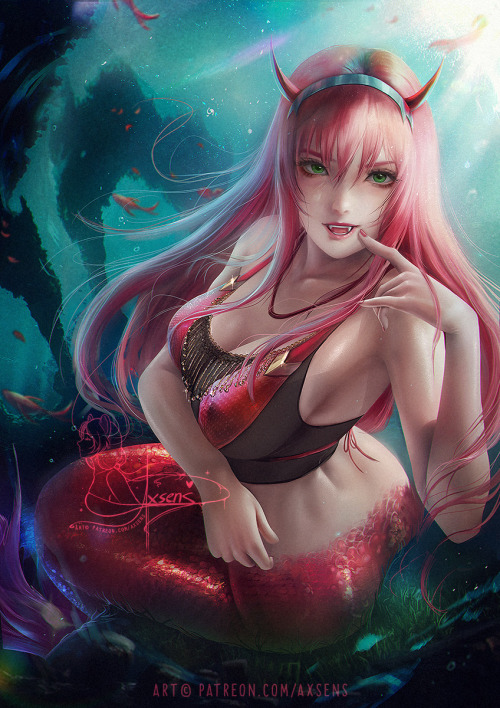 人魚ゼロツー / Zero Two Mermaid Axsenswww.pixiv.net/artworks/80853161