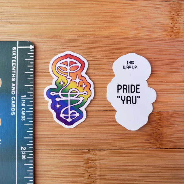 "Pride" (yau) on rainbow colors