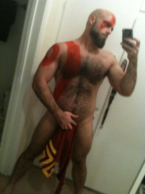 gaymerwitattitude:  Fuck to the Yes! Kratos is looking as Hunky and sexy as he can be, plus he’s rocking some chest hair too, What a man, Now fuck me until I see Olympus!  