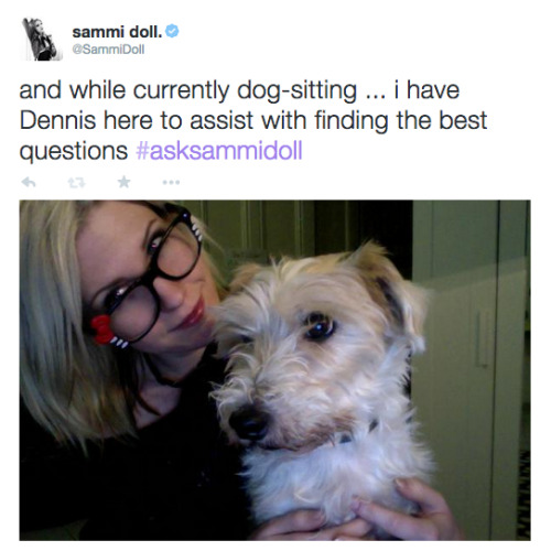 sammi did a question answer tonight on twitter and here are the answers. she is also dog sitting som