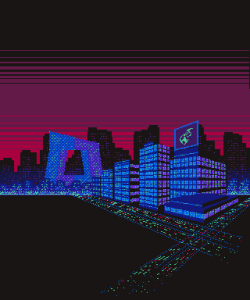 ansdor:  Cyberpunk Beijing. Illustration for Tek Syndicate. 320x384, 7 colors.