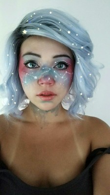 titanium-titties: Space freckles and galaxies and shit. Totally feeling myself today. Btw this makeup is based off the work of qinniart 