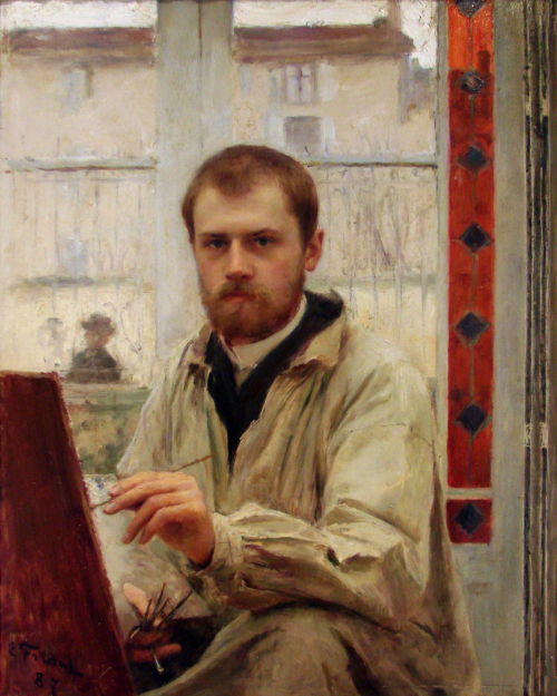 Émile Friant (1863–1932), Self-portrait in Light Gray, 1887, Oil on panel.