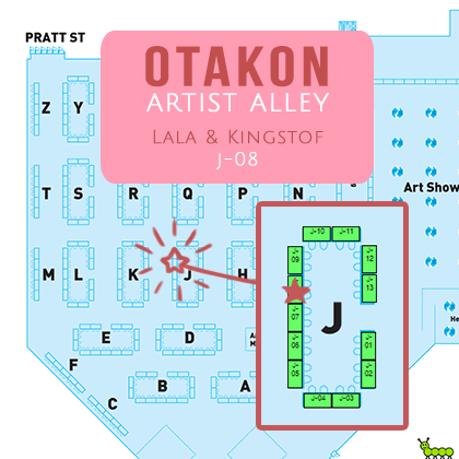 Hi everyone! The lovely kingstof and I are sharing a table at Otakon this weekend! We’ll be at