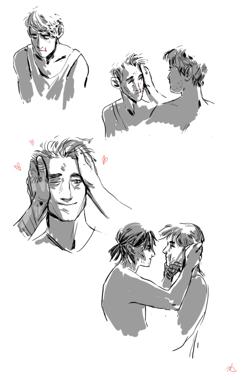wintrhawk: bucky’s very happy about steve growing his hair out again uwu