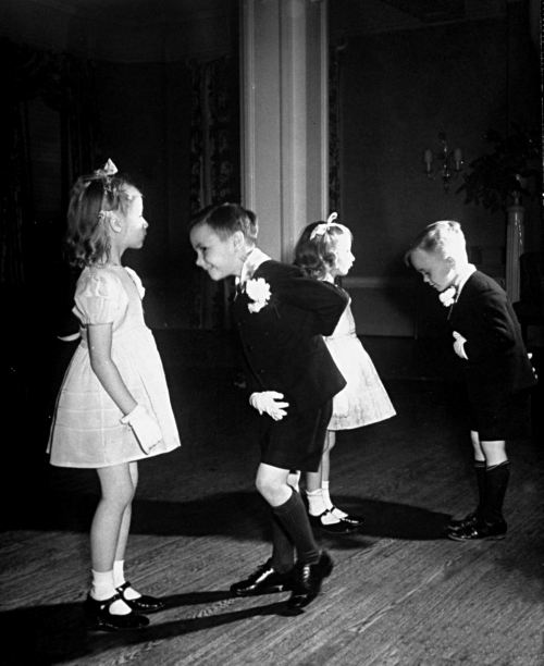 onlyoldphotography:Alfred Eisenstaedt: Children in ballroom dancing class. 1945