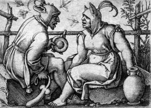 Artist: Hans Sebald Beham (1500 - 1550) Title: Two Fools Medium: Engraving on paper Dates: c. 1532-1550 Staten Island Museum
