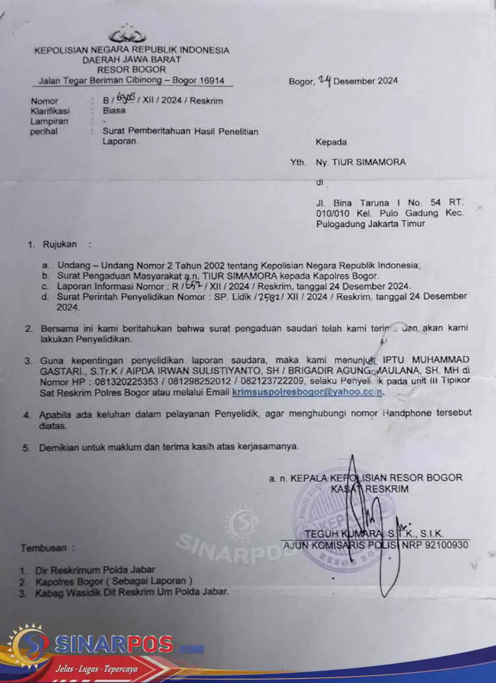 Tim Khusus Desak Pengusutan Tuntas Kasus Dugaan Penyerobotan Tanah dan Tindakan Kekerasan di Desa Cibereum, Bogor: Mafia Tanah Harus Diberantas