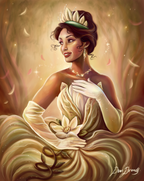 dim-draws:I felt like painting an older sketch I did of Tiana.So here she is. Shining bright like a 