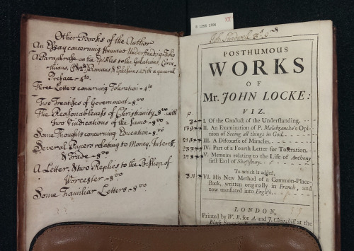 Posthumous Works of Mr. John Locke (1706)This collection of writings by notable Enlightenment philos