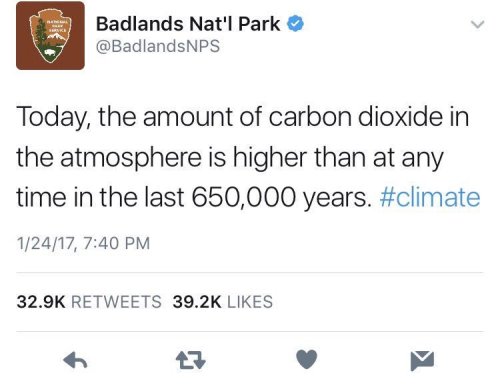 wtfuspolitics: Trump had this tweet removed from the internet today. Thanks, Badlands for telling th
