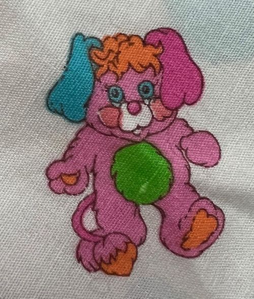 Wonder what scared Party Popple?! Lol- from a swatch of fabric. #popples #partypopple #scared #80sto