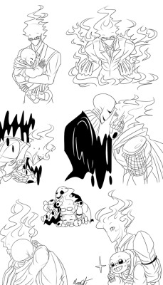 mooncatyao:  [Grillster &amp; Sansby] doodle~you can see the little papy~