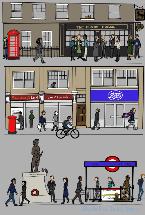 bluebellofbakerstreet:Where’s Sherlock? He’s somewhere in London; can you find him?  You can also 