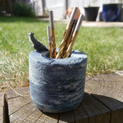 Ripped Jeans Pot Layered denim and epoxy resin turned on a lathe