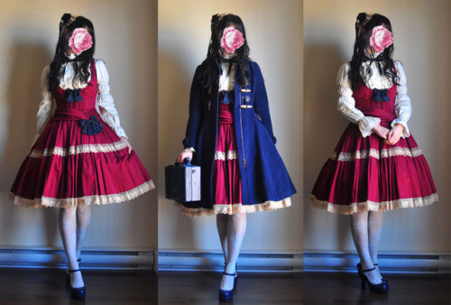 apple-salad:Wine x Navy accents coord. (sorry for so many photos, by the way) Ever so slightly exper