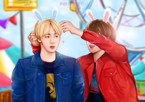 [FA] Amusement park date♡: Jin hyung, wear this! (•ㅅ•*): ʕ　·ᴥʔ ?: Like a couple! ♡´&gt;ᆺ&lt;`♡do not