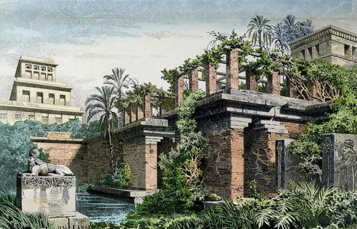 babelziggurat:Hanging Gardens of Babylon. Ferdinand Knab ~ 1886 • via Bibliothèque Infer