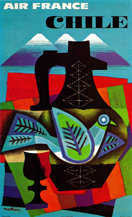 Air France - Chile Vintage Travel PosterArt by Jacques Nathan-Garamond