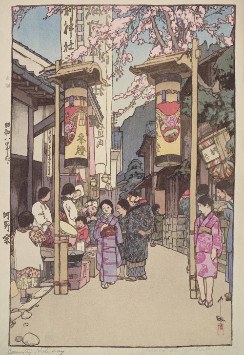 thekimonogallery:Festival Hiroshi Yoshida “Kansai Kono Festival”.Early 20th century, by artist Hiros