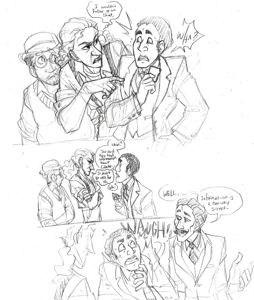 Some, uh, very disparate doodles from recent Cthulhu shenanigans&hellip; Leon is an NPC we met r