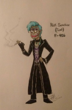 elixerofalchemists:  Here’s the colored version of Fractured Falls AU (F-416) Rick Sanchez!~  Made a few happy accidents but I still love this drawing~ x3 