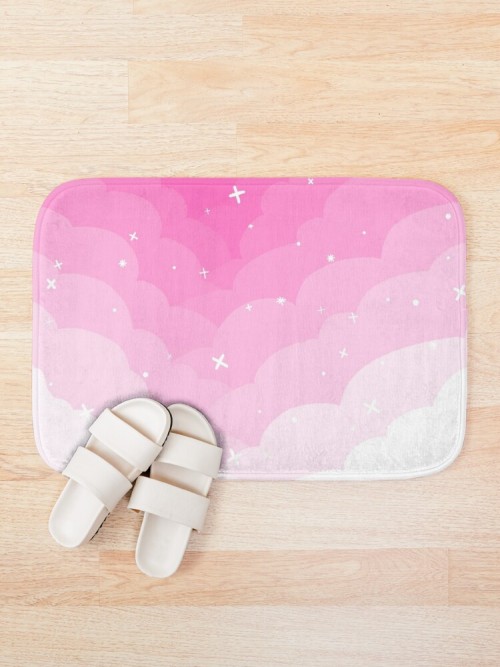 magicalshopping: ♡ Pink Sparkly Cloud Bath Mat by DandiestArt22 ♡ 