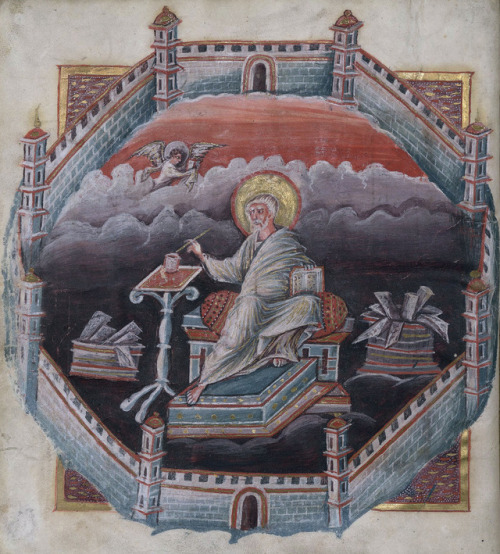 scriptorium in the cloudsGospels of Sainte-Aure, France 9th centuryBnF, Arsenal 1171, fol. 17v