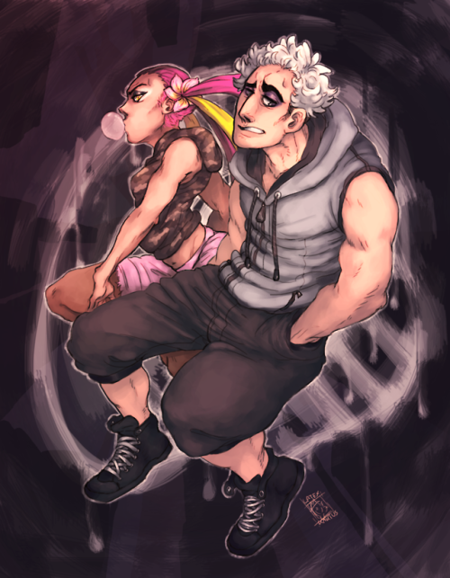 latexkaktus: Me and my gf bougth some new clothes and I wanted to draw Guzma and Plumeria in them so