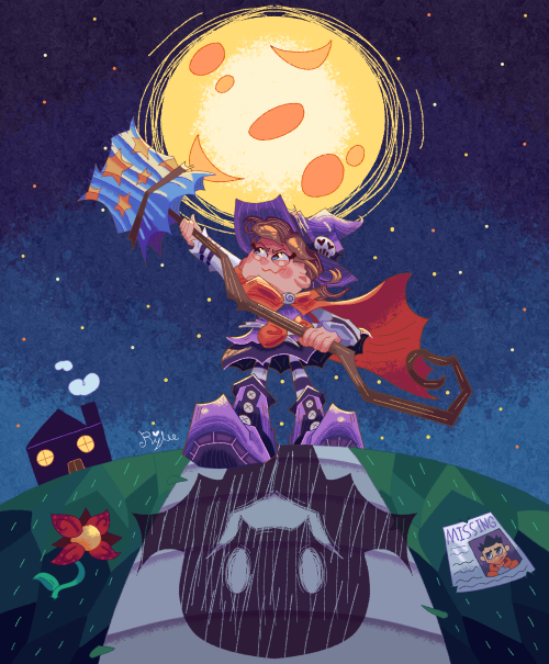 Here Is Some (late) Art I Made For Halloween! Wanted To Draw Hat Kid In A Witch Costume This Year :]