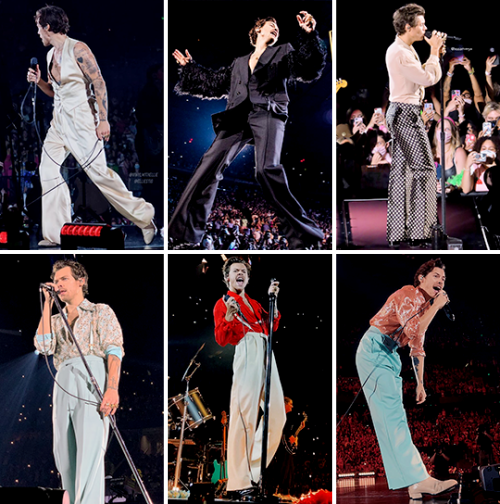 Compilation of the outfits Harry wore on stage during Love On Tour 2021. Links to individual posts a